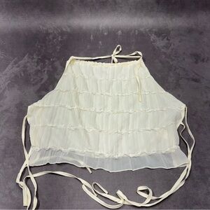 Shein Ruffled Sheer Cream Tiered Halter Top pleated women’s blouse plus size 3XL